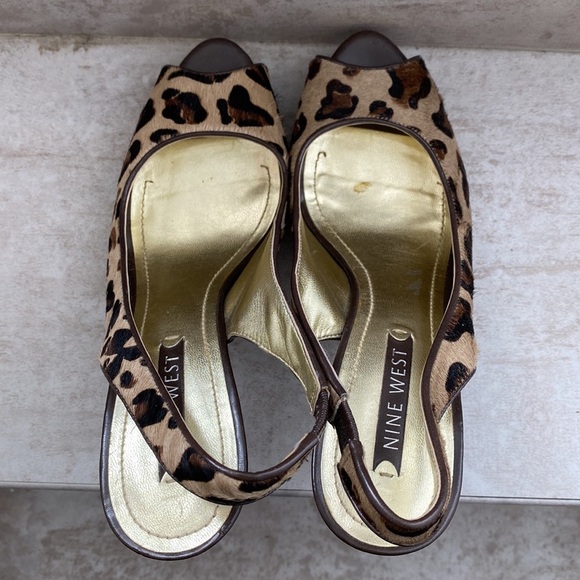 Nine West Leopard Print Peep Toe Heels - Picture 6 of 8